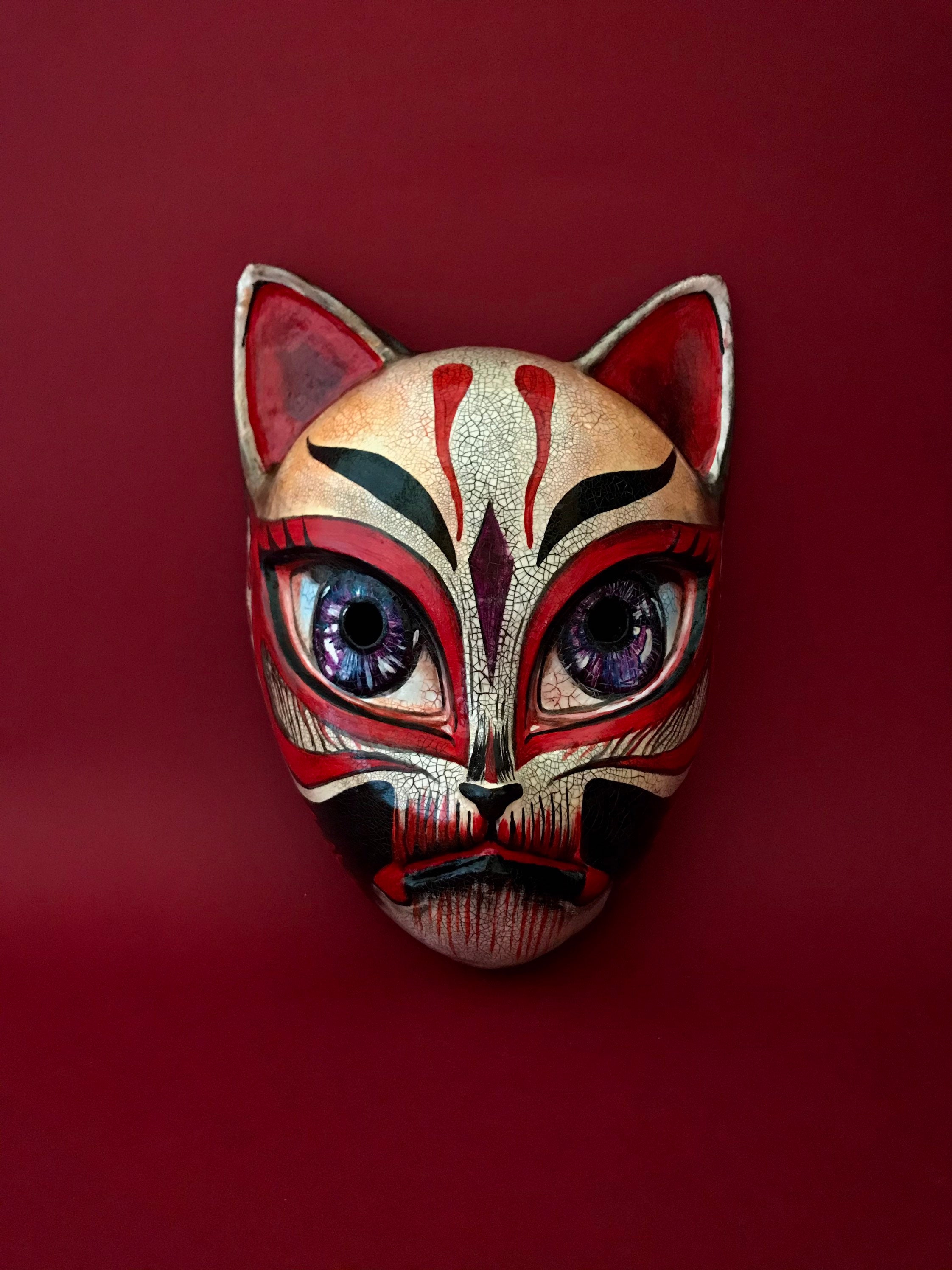 Oni Kitsune Mask - Resin Japanese Fox Classic Masks Made to Order