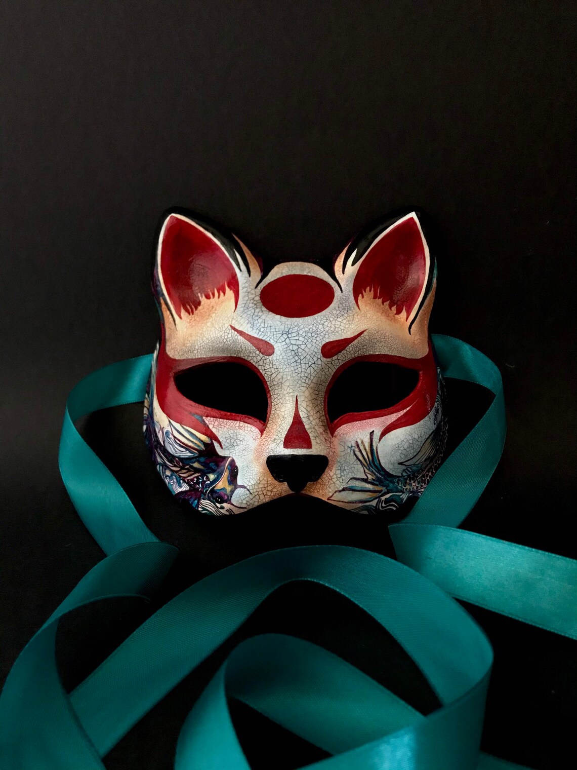 HECHO A PEDIDO. Máscara kitsune. Máscara de zorro japonés. Etsy México