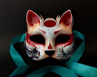 MADE TO ORDER .Kitsune mask. Japanese fox mask. Carnival mask . Masquerade mask.