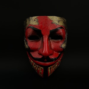 Made to order.  Red Anonymous mask. Carpe diem art. Carnival mask. Masquerade mask.