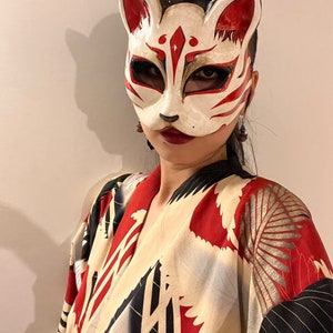 Made to order. Kitsune mask. Japanese mask. Fox mask. Japanese cat mask. Masquerade mask. image 3