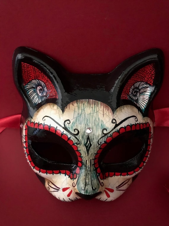 Masquerade Cat Mask Venetian Costume Cat Mask - Halloween and Day of The Dead Masks