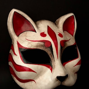 Made to order. Kitsune mask. Japanese mask. Fox mask. Japanese cat mask. Masquerade mask. image 9