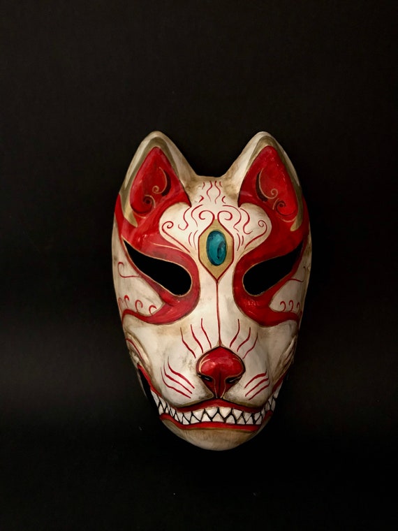 Overzicht Herkenning leerboek Op bestelling gemaakt. Kitsune-masker. Cosplay-masker. Japanse - Etsy België