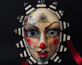 Made to order . Clown Moretta mask. Pierrot mask. Feminist art. Political art.