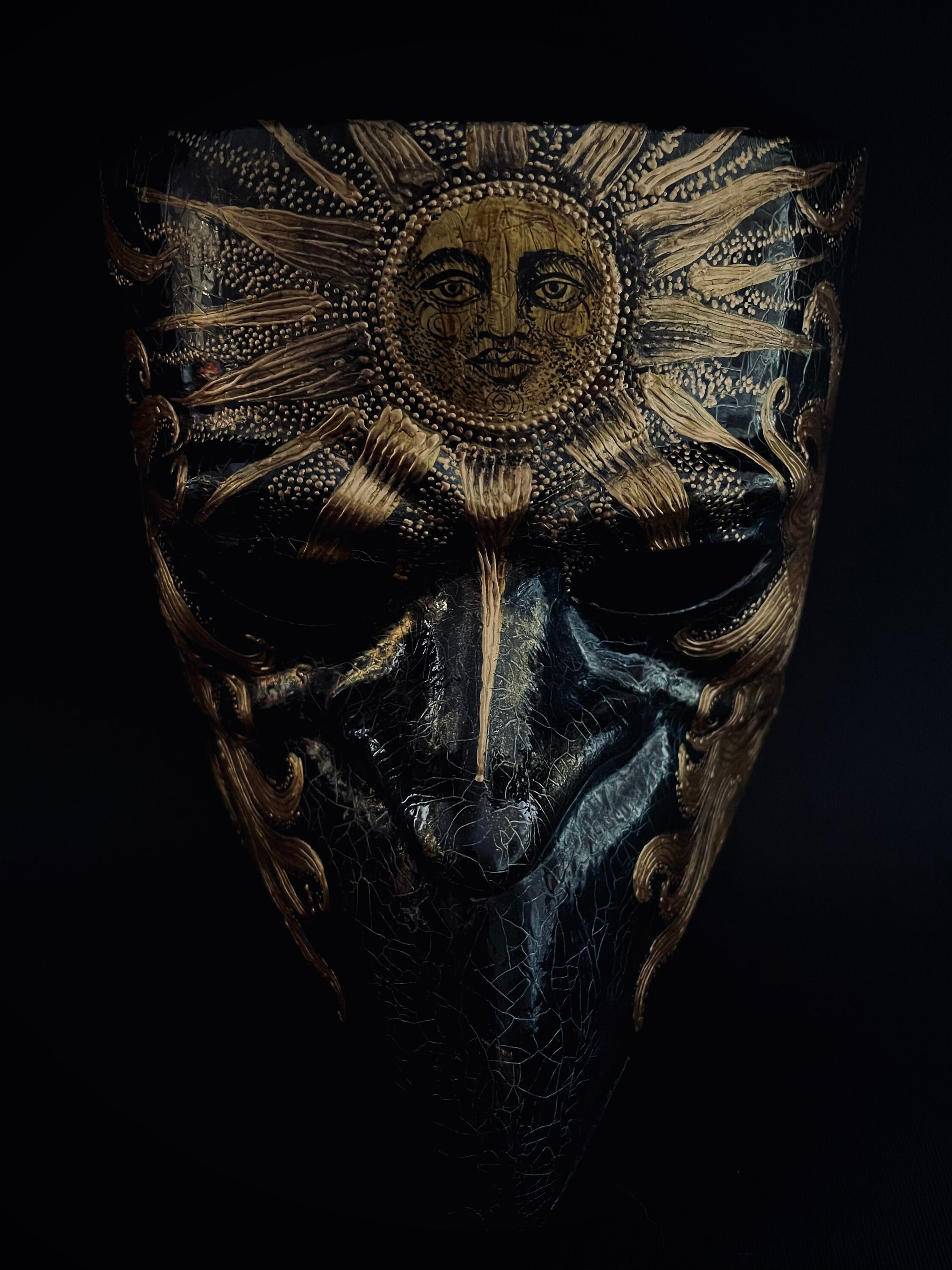 Made to Order . Limited Edition. Black Bauta Mask. Venetian