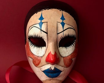 Made to order .Clown mask. Circus mask. Halloween mask. Carnival mask.