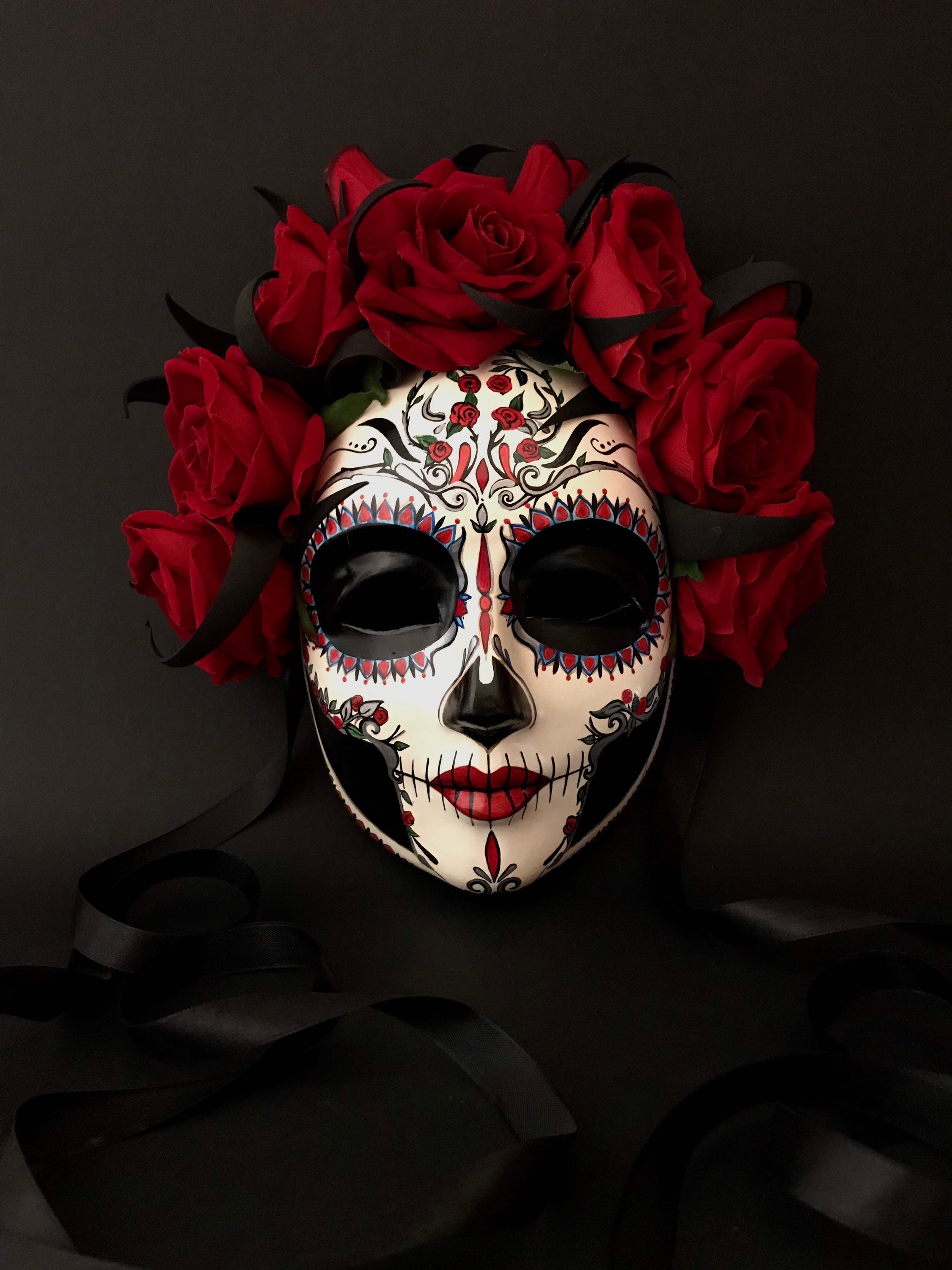 MADE TO ORDER .catrina Mask With Red Roses. Day of the Dead - Etsy Canada