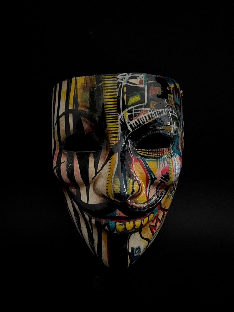 Made to order. Basquiat Anonymous mask. Carnival mask. Masquerade mask. image 1