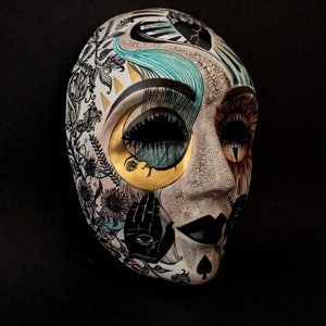 Made to order . Good Luck mask. Tarot mask. Sun mask. Moon mask. Sacred heart mask. Masquerade mask. Original art.