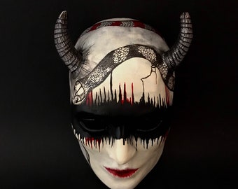 MADE TO ORDER .Demon mask. Halloween mask. Devil mask. Masquerade mask for women. Masquerade mask. Decorative mask. Wall art.