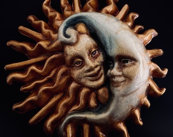Made to order .Limited edition. Decorative art. Sun and moon. Sun and moon wall mask