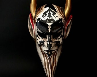 Made to order. Devil mask with ink blot. Venetian devil mask. Demon mask.