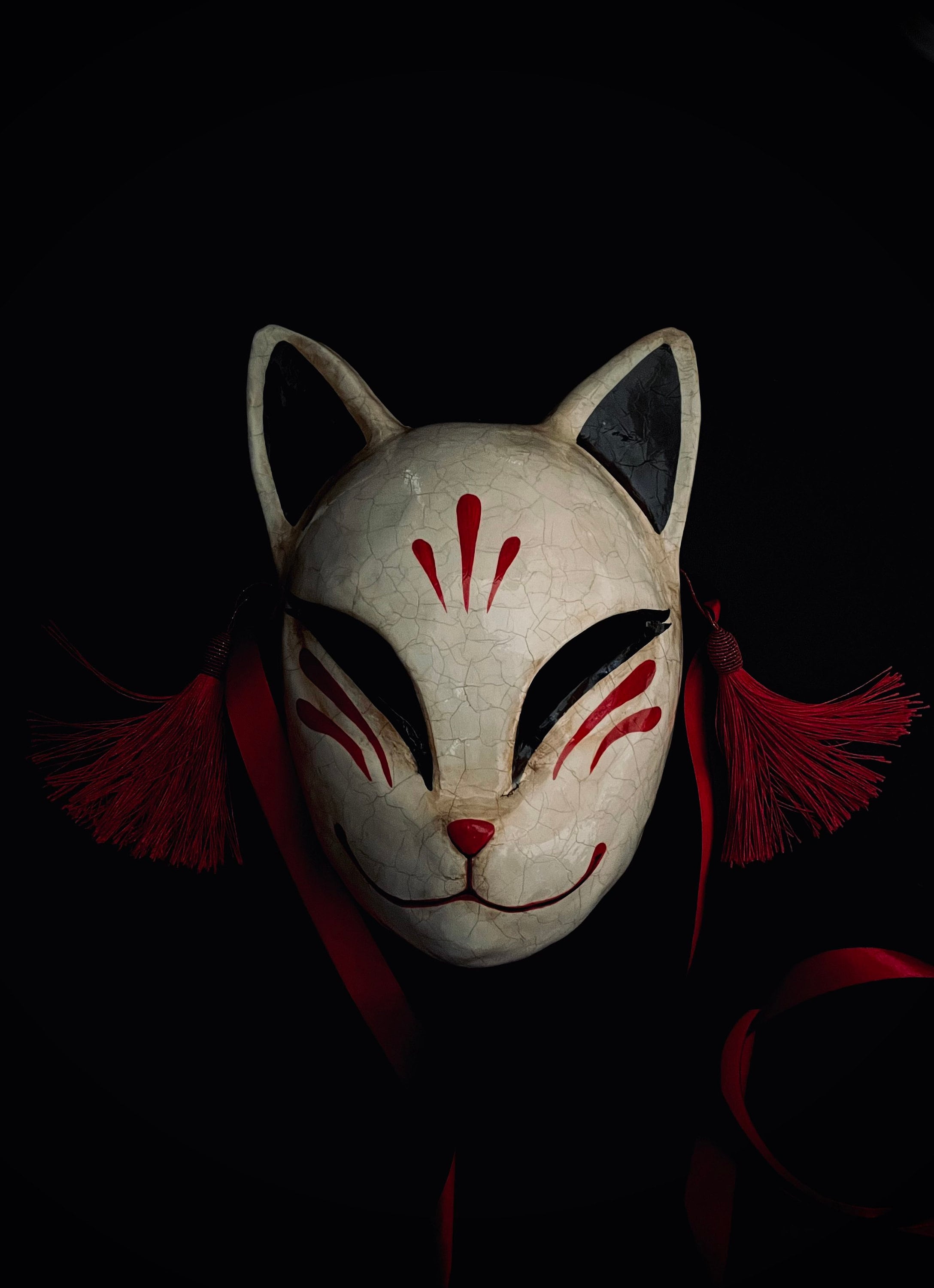 AnimeInspired Okami HandPainted Mask MadeToOrder Japanese Kitsune