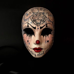 MADE TO ORDER . Pierrot mask. Clown mask. Masquerade mask. Halloween mask