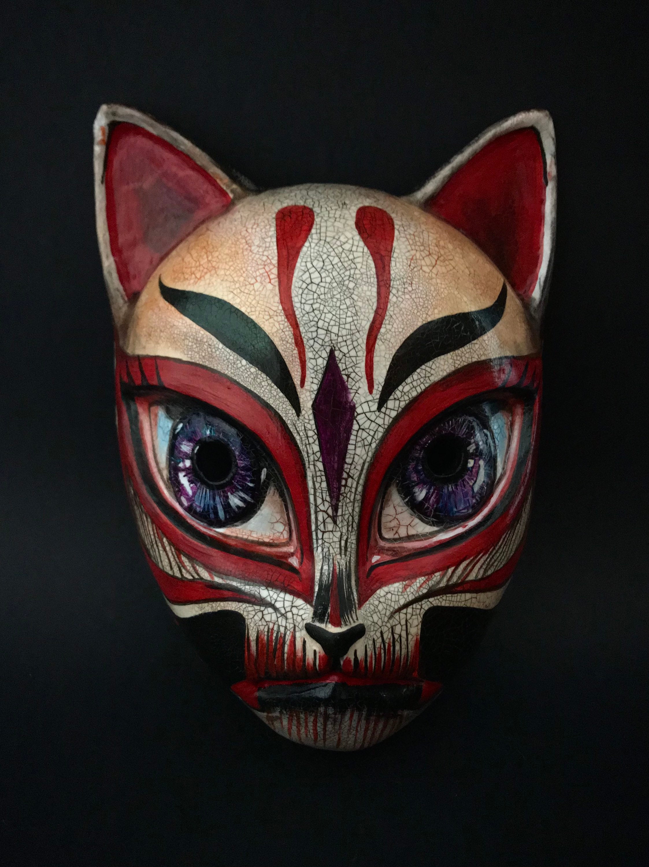 Anime Kitsune Mask, Painted by Hand / Style 2