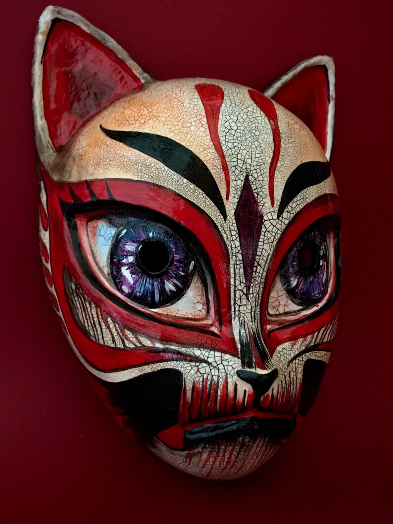 MADE TO ORDER .Kitsune mask. Japanese fox mask. Fox mask. Anime costume. Cosplay costume. Masquerade mask. image 8