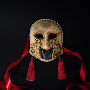 Made to order. Moretta mask with silk tassels. Carnival mask. Masquerade mask image 1