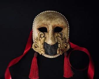 Made to order. Moretta mask with silk tassels. Carnival mask. Masquerade mask