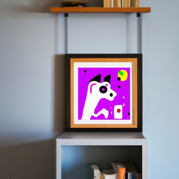 Cheerful Abstract Dog Using an iPhone | AI Art