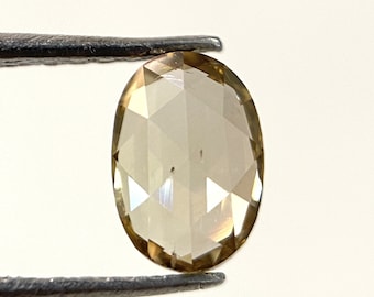 0.74 CT, 6.51 X 4.48 MM, Natural Fancy Champagne Oval Diamond, Oval Rose Cut Light Brown Loose Diamond For Engagement & Wedding Ring Gift.