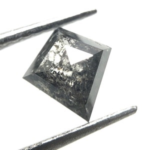 0.78 カラット 6.76 x 6.33 MM、ソルト アンド ペッパー カイト ダイヤモンド、天然ルース ダイヤモンド、ブラック カラー カイト ダイヤモンド リング、ハンドメイド ジュエリー、J 1138