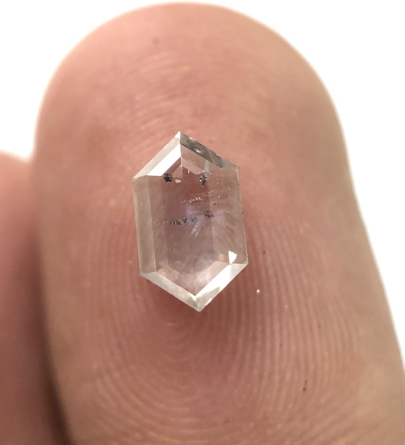 0.64 CT 7.41 X 4.41 MM Size Natural Loose Hexagon Cut Shape Salt And Pepper Diamond Rustic Diamond J1327