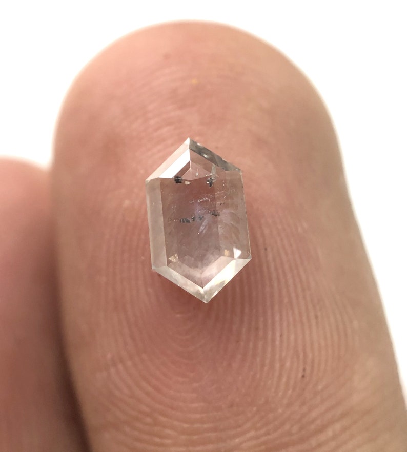 0.64 CT 7.41 X 4.41 MM Size Natural Loose Hexagon Cut Shape Salt And Pepper Diamond Rustic Diamond J1327