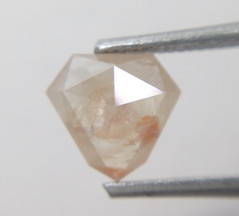 J 389 0.84Ct 6.46x6.91x2.49 mm Size Natural Loose Shield Rose Cut Shape Peach Color Transparent Diamond