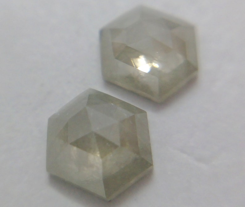 0.76Ct Natural Light Grey Color Pair Hexagon diamond J57