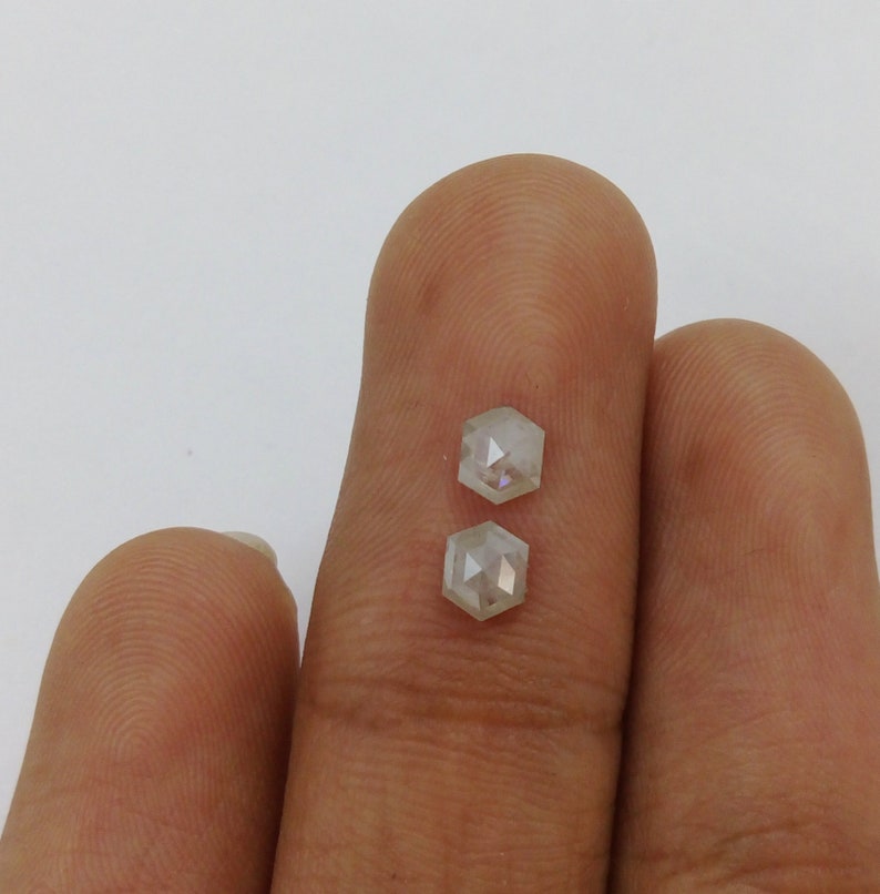 0.76Ct Natural Light Grey Color Pair Hexagon diamond J57