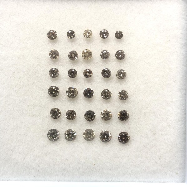 1.17 Ct 30 Pice 2.50mm TO 1.50 mm Size, Natural Loose Round Brilliant Cut Brown Chapagne Color Transparent Diamond, J 471