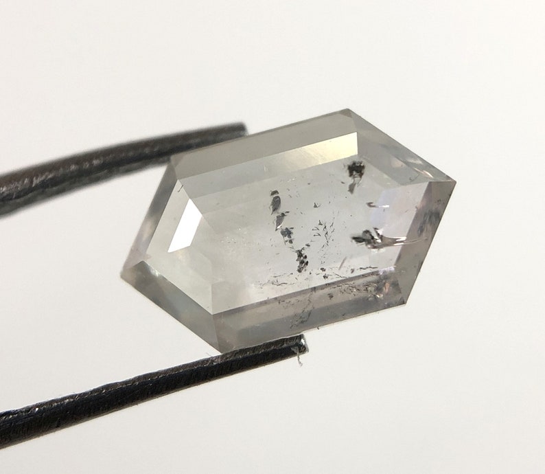 0.64 CT 7.41 X 4.41 MM Size Natural Loose Hexagon Cut Shape Salt And Pepper Diamond Rustic Diamond J1327