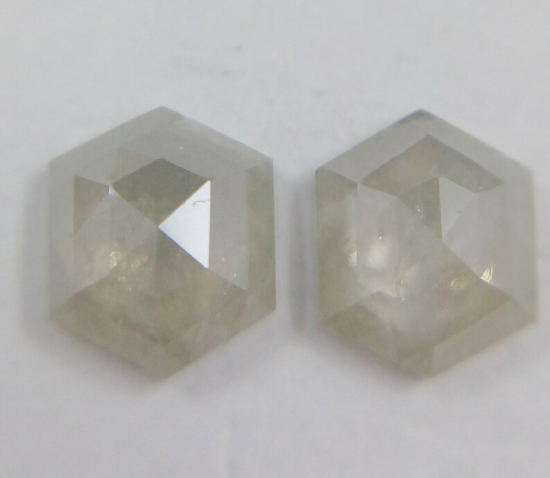0.76Ct Natural Light Grey Color Pair Hexagon diamond J57