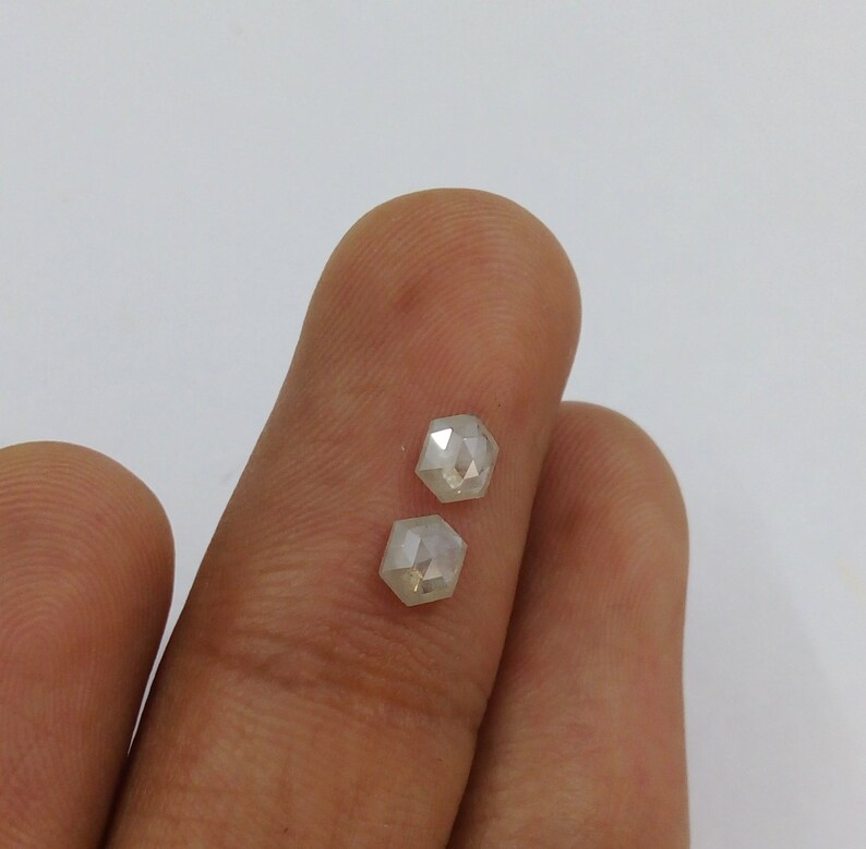 0.76Ct Natural Light Grey Color Pair Hexagon diamond J57