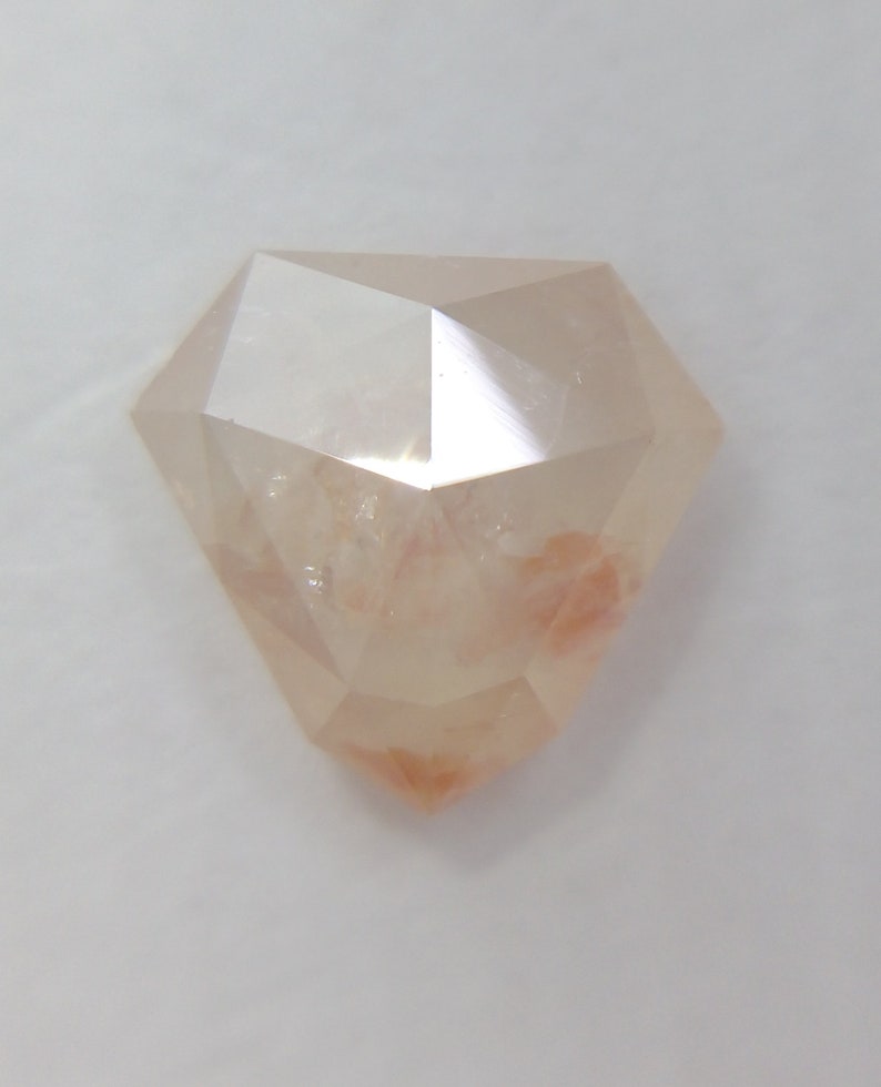 J 389 0.84Ct 6.46x6.91x2.49 mm Size Natural Loose Shield Rose Cut Shape Peach Color Transparent Diamond