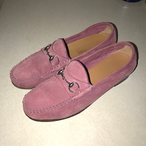 Authentische Gucci Rosa Wildleder Horsebit Loafer Größe 7 Vintage