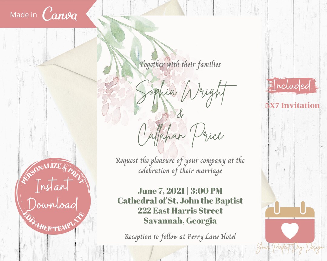 Faire-part de mariage hortensia design floral élégant (modèle