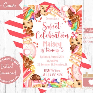Candy Birthday Invitation: Sweet Celebration Party (Digital Download)