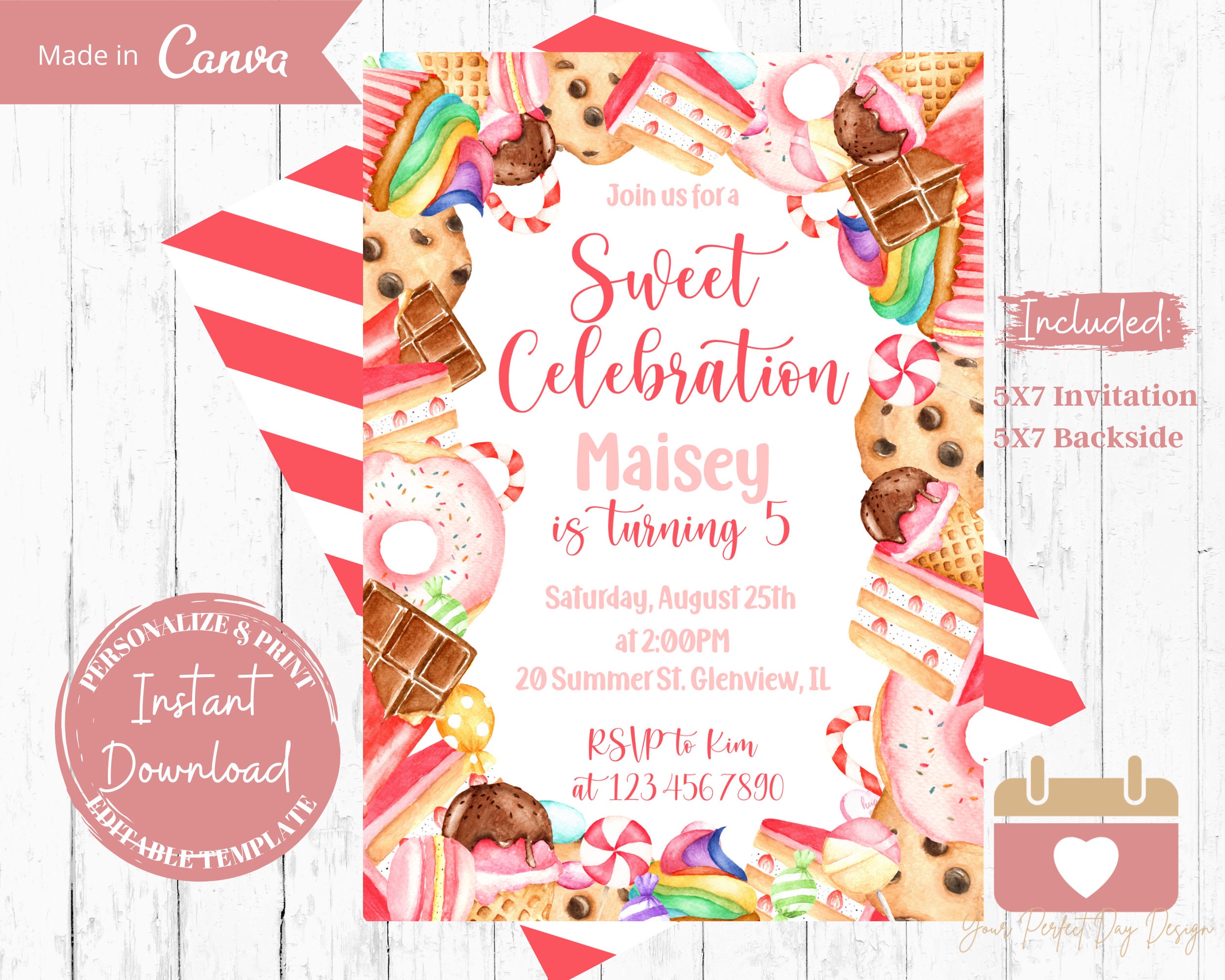 Candy Birthday Invitation, Candy Birthday Theme, Sweets Birthday ...