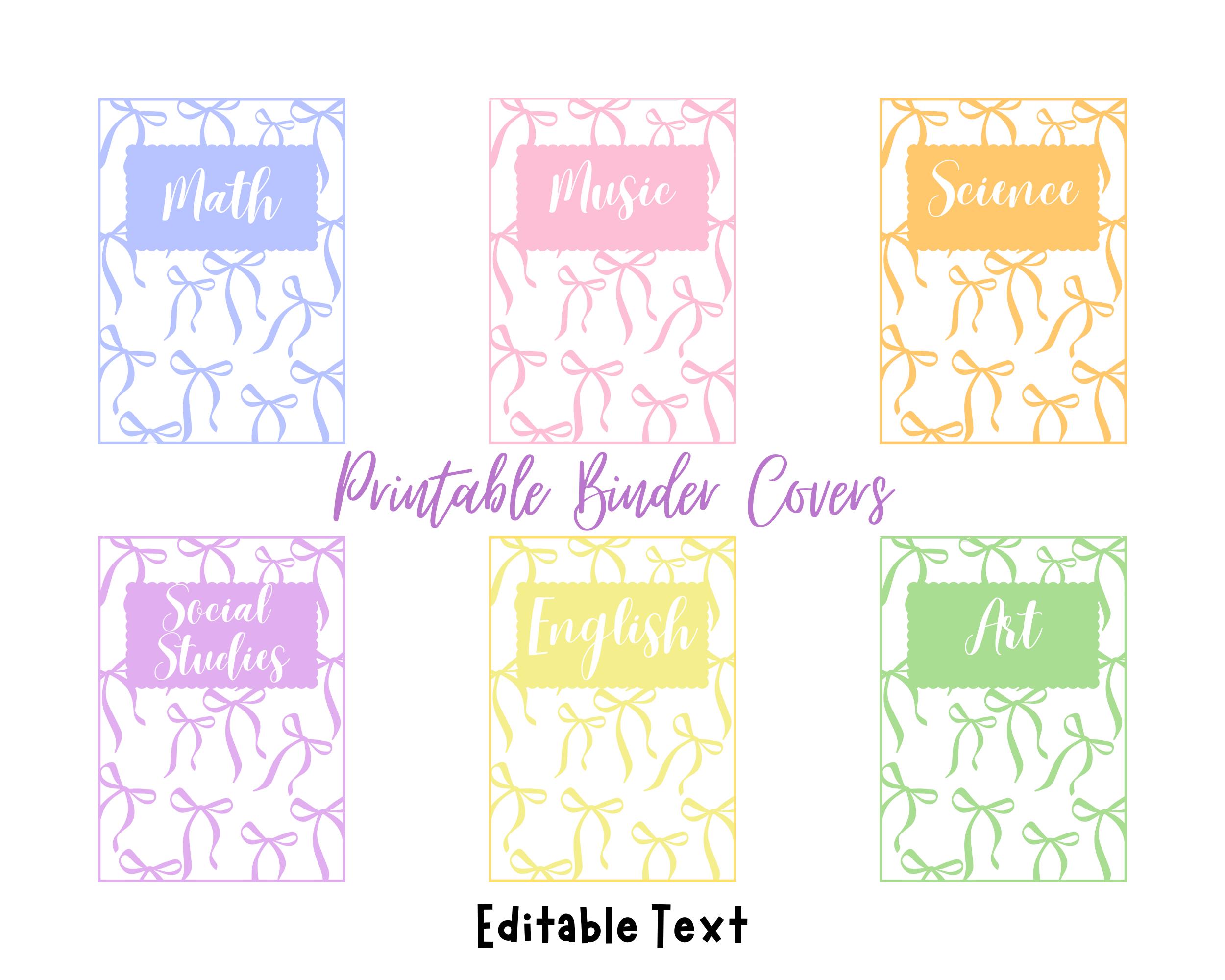 Editable Pastel Bow Binder Covers & Spines: Teacher Planner (Digital Download)