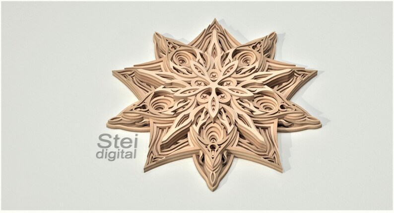 Download 3d Star mandala SVG DXF cut files template for laser | Etsy