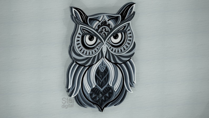 Download Layered 3D Mandala Owl Svg Free - Layered SVG Cut File