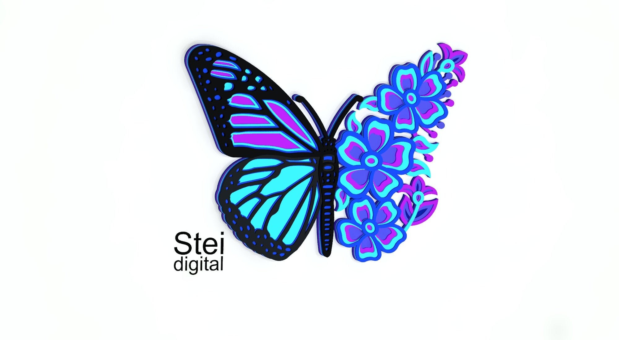 Download 3d butterfly mandala SVG DXF cut files 3d floral butterfly ...