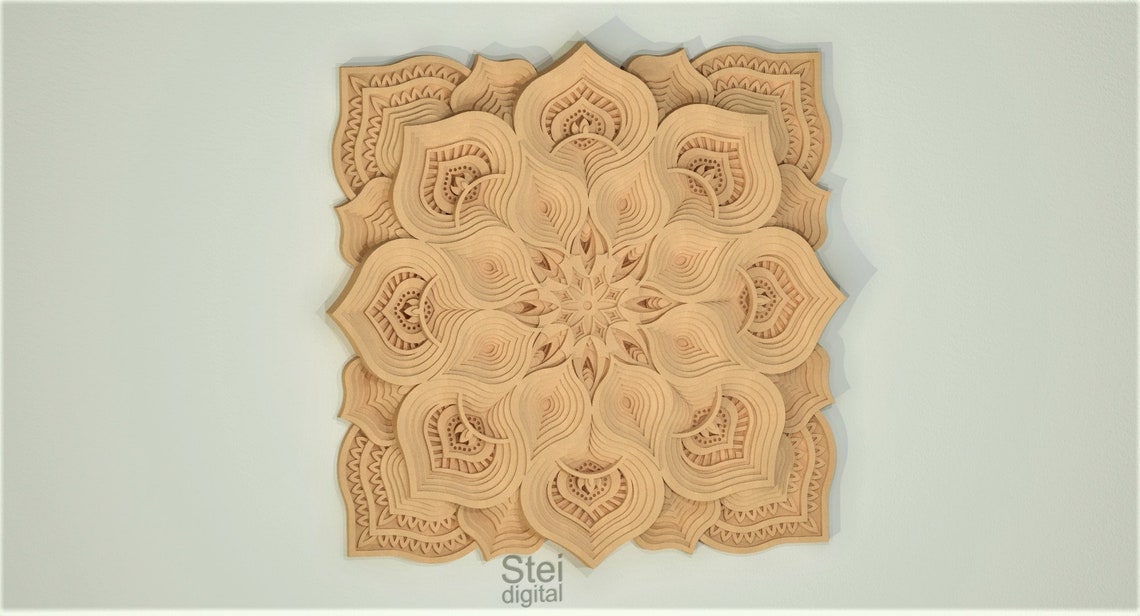 Download 3d Flower mandala SVG DXF cut files laser cutting template ...