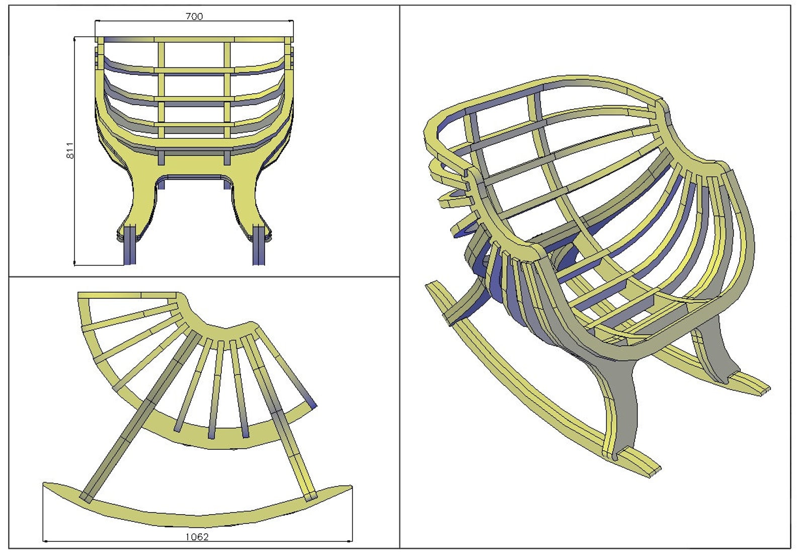 Rocking Chair Dxf Cnc Plan Parametric Furniture Plywood Etsy