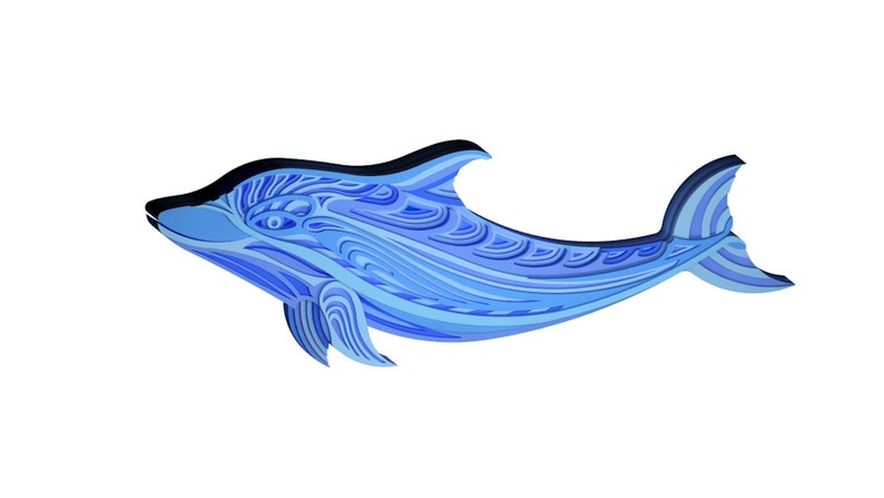 Download 3d Dolphin layered design DXF SVG files CNC laser cutting ...