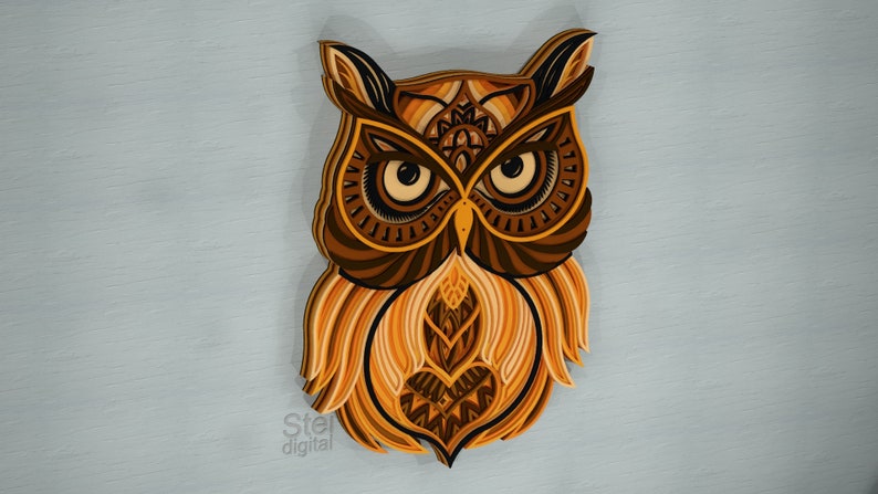 Download 3D Owl Mandala Svg - Layered SVG Cut File