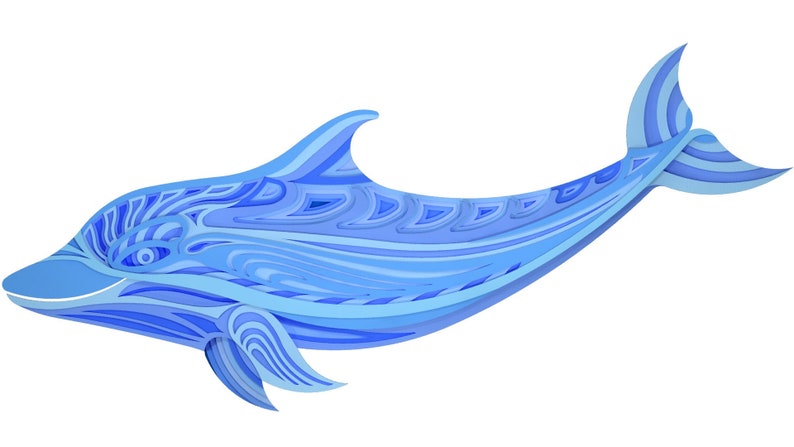 Download 3d Dolphin layered design DXF SVG files CNC laser cutting ...
