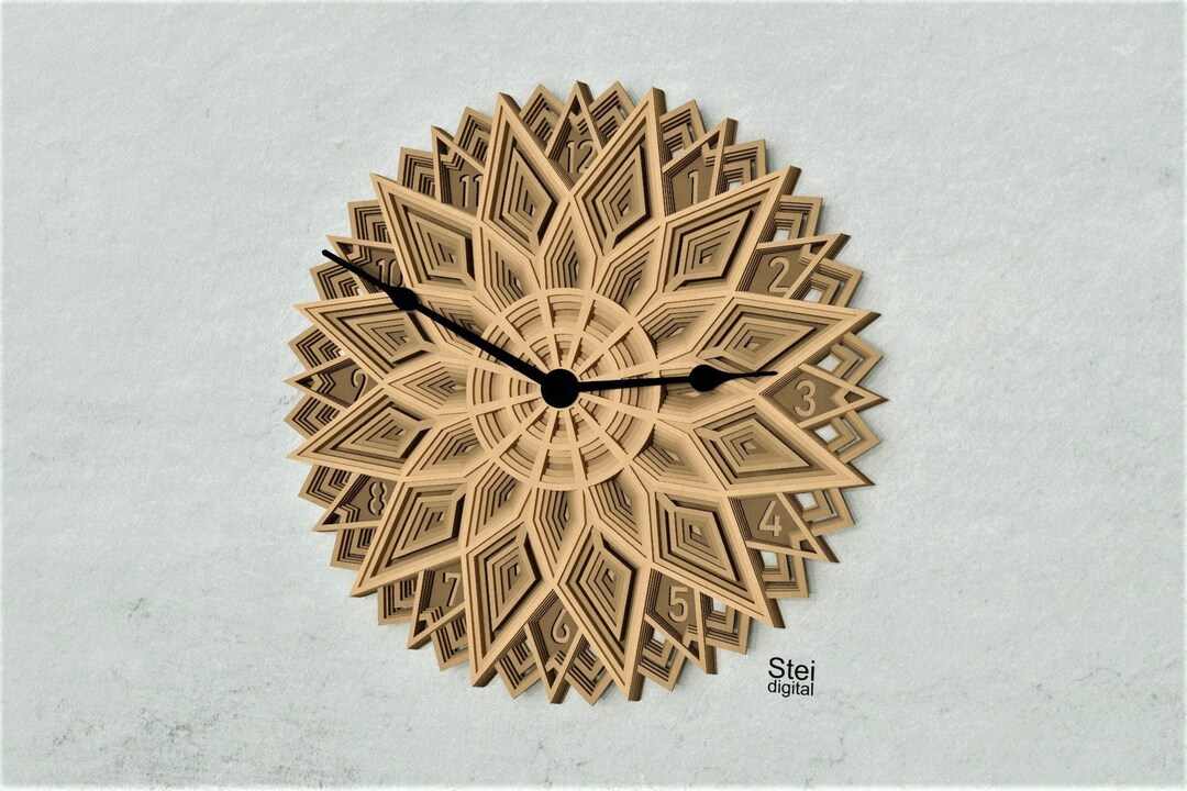 Wall Clock Star Svg Dxf Laser Cut Files Layered Clock - Etsy Canada